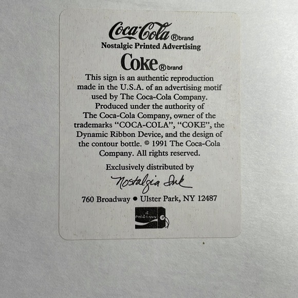 Coca Cola Nostalgic Printed Advertising reproduction cardboard hanging sign - Picture 3 of 3